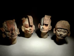 Set di 4 teste Teotihuacan Usate nei rituali sciamanici per contattare il mondo degli spiriti