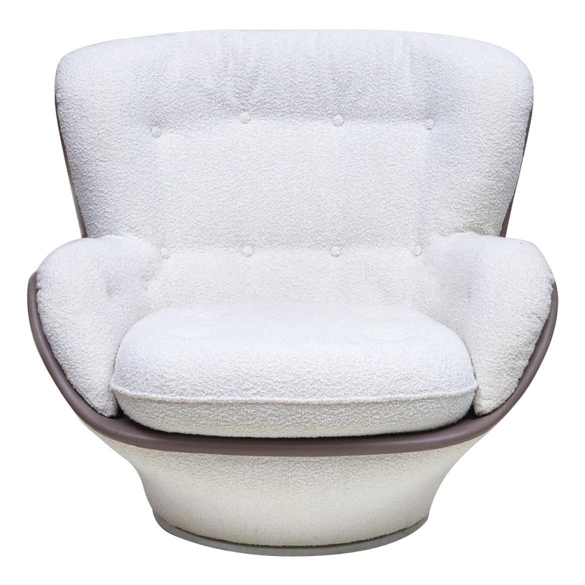 Karate Airborne, Michel Cadestin White Boucle Fiberglass Chair, France, 1970s