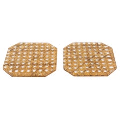 Christian Dior Home Lucite and Rattan Barware Wine Coasters Set