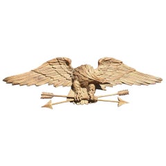 Used Italian Carved Wood Gold Gilded Eagle Holding Arrows Wall Decor by Palladio