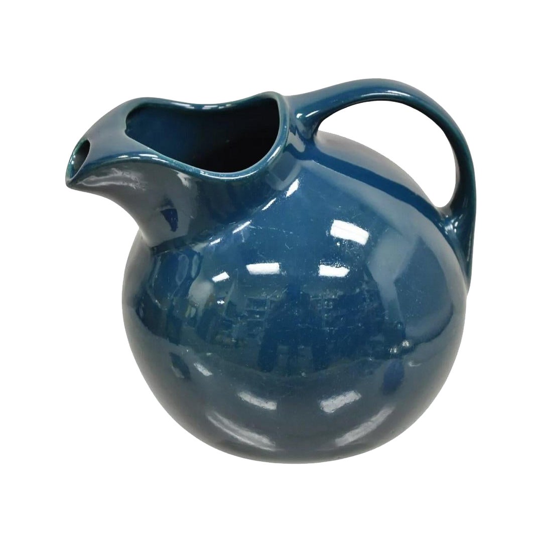 Vintage Hall Forest Green Art Deco 633 Ball Glazed Pottery Stoneware Pitcher (brocca in ceramica) vintage