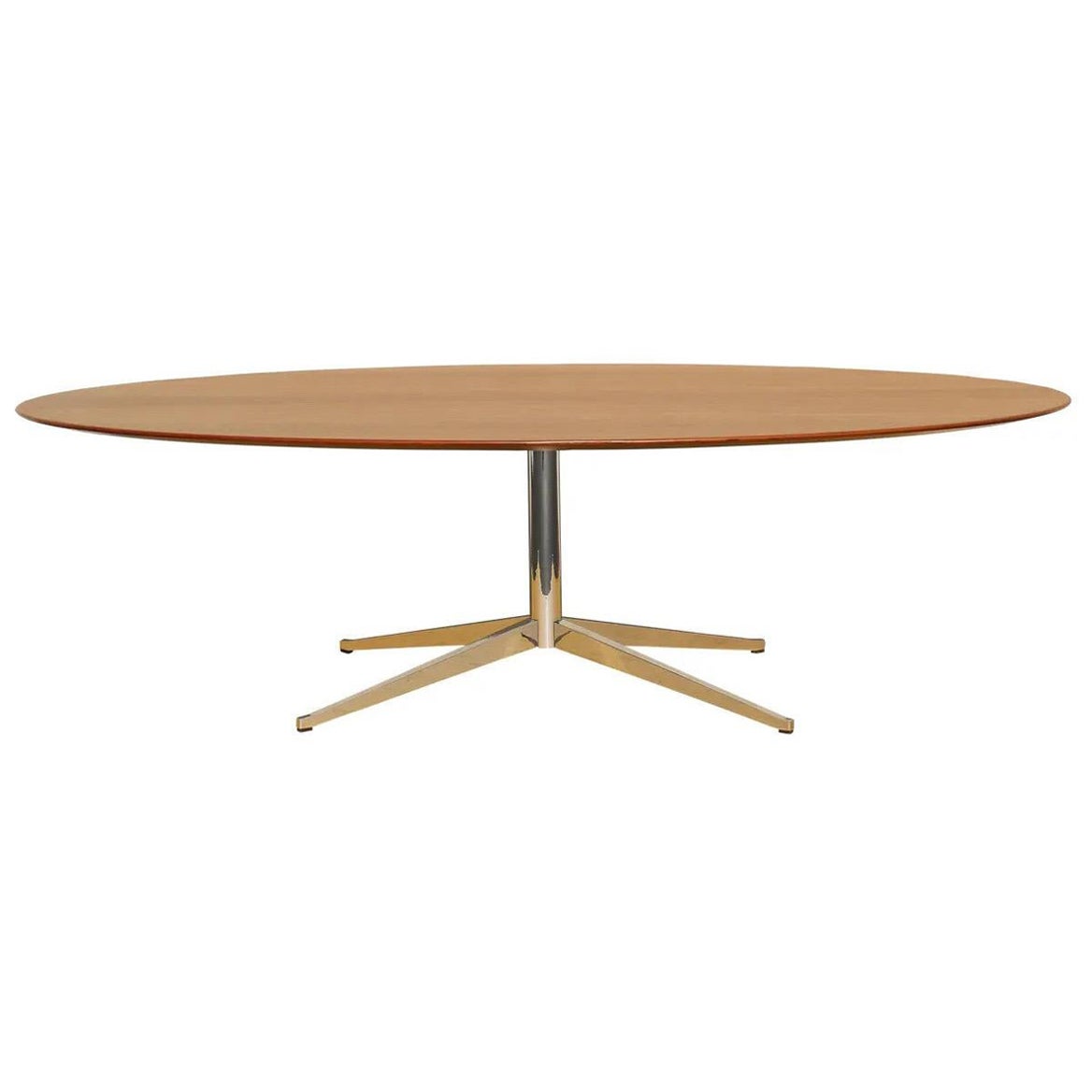 1960s Mid-Century Modern Oval Walnut Conference Table Desk by Florence Knoll