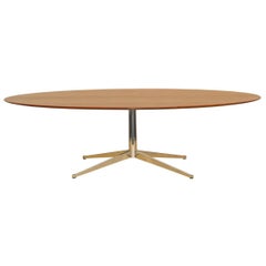 Vintage 1960s Mid-Century Modern Oval Walnut Conference Table Desk by Florence Knoll