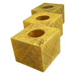 Vintage Three Mid Century Spun Fiberglass Cube Tables by Russell Woodard circa 1970's