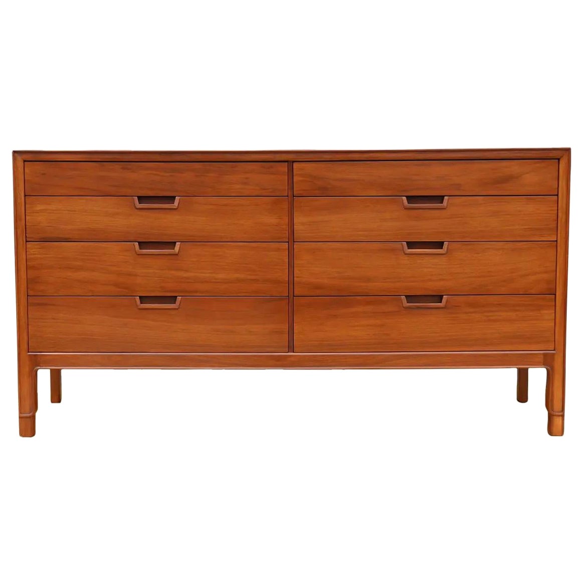 1960s Mid Century Walnut 8 Drawer Dresser by Mount Airy Janus Collection