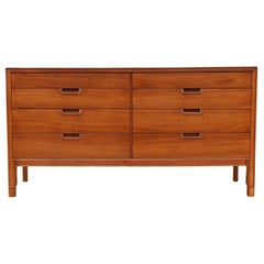 Vintage 1960s Mid Century Walnut 8 Drawer Dresser by Mount Airy Janus Collection