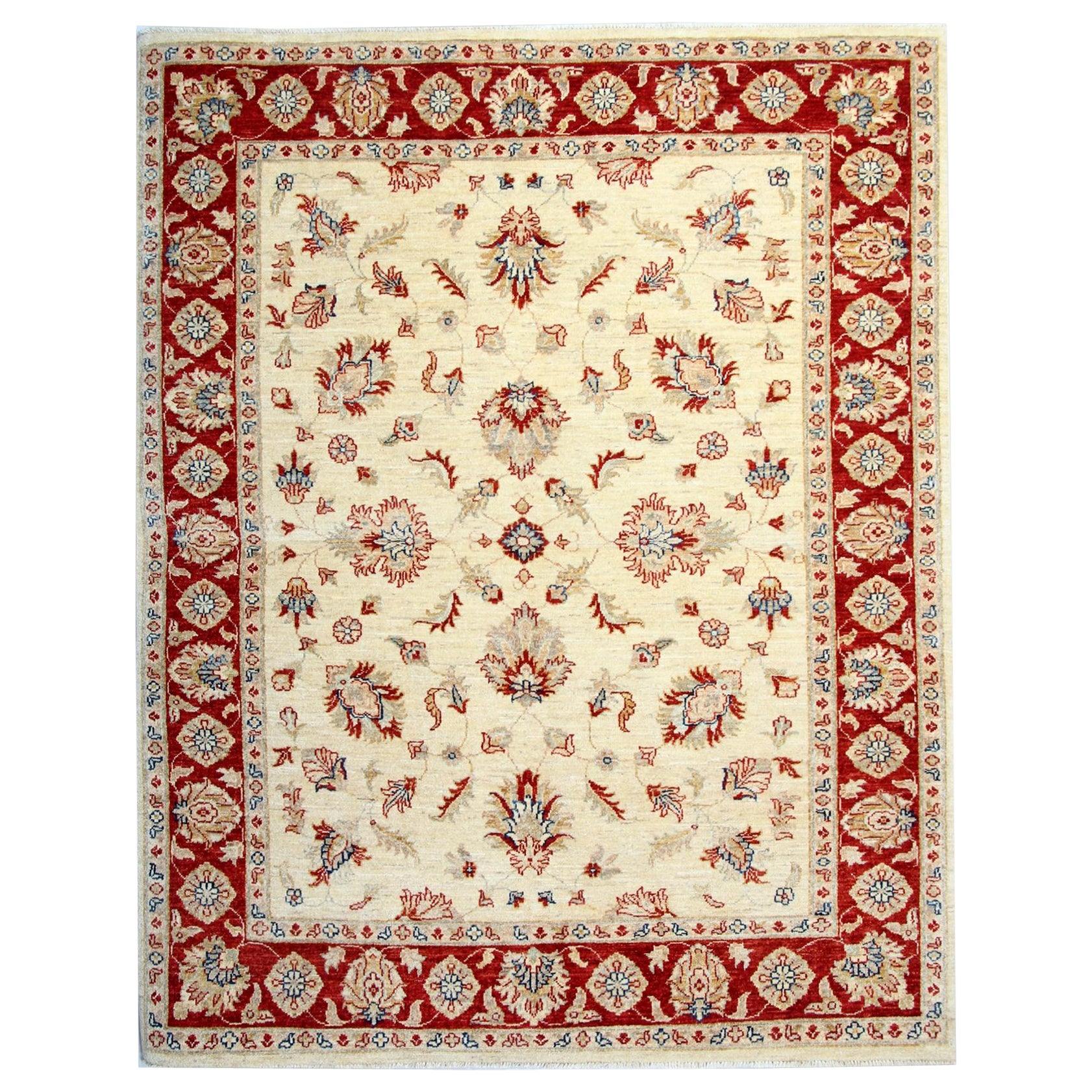 Alfombra Ziegler Crema Alfombra Oriental Floral, Alfombra de Lana por Todo el Suelo