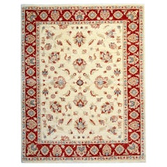 Cream Ziegler Rug Floral Oriental Carpet, All Over Wool Floor Rug