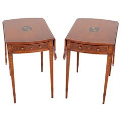 Antique Pair Sheraton Pembroke Tables Painted Antiques