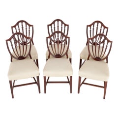 Used Set Hepplewhite Dining Chairs Mahogany 1880
