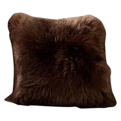 Tiger Eye Color Leather Shearling Sheepskin Pillow Soft Cushion by Muchi Decor