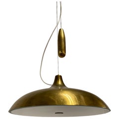 Rare Paavo Tynell Adjustable Perforated Brass Ceiling Pendant A1965, Taito 1940s