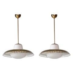 Pair of Brass Pendants by Lisa Johansson-Pape & Gunilla Jung, Orno Oy, 1950s