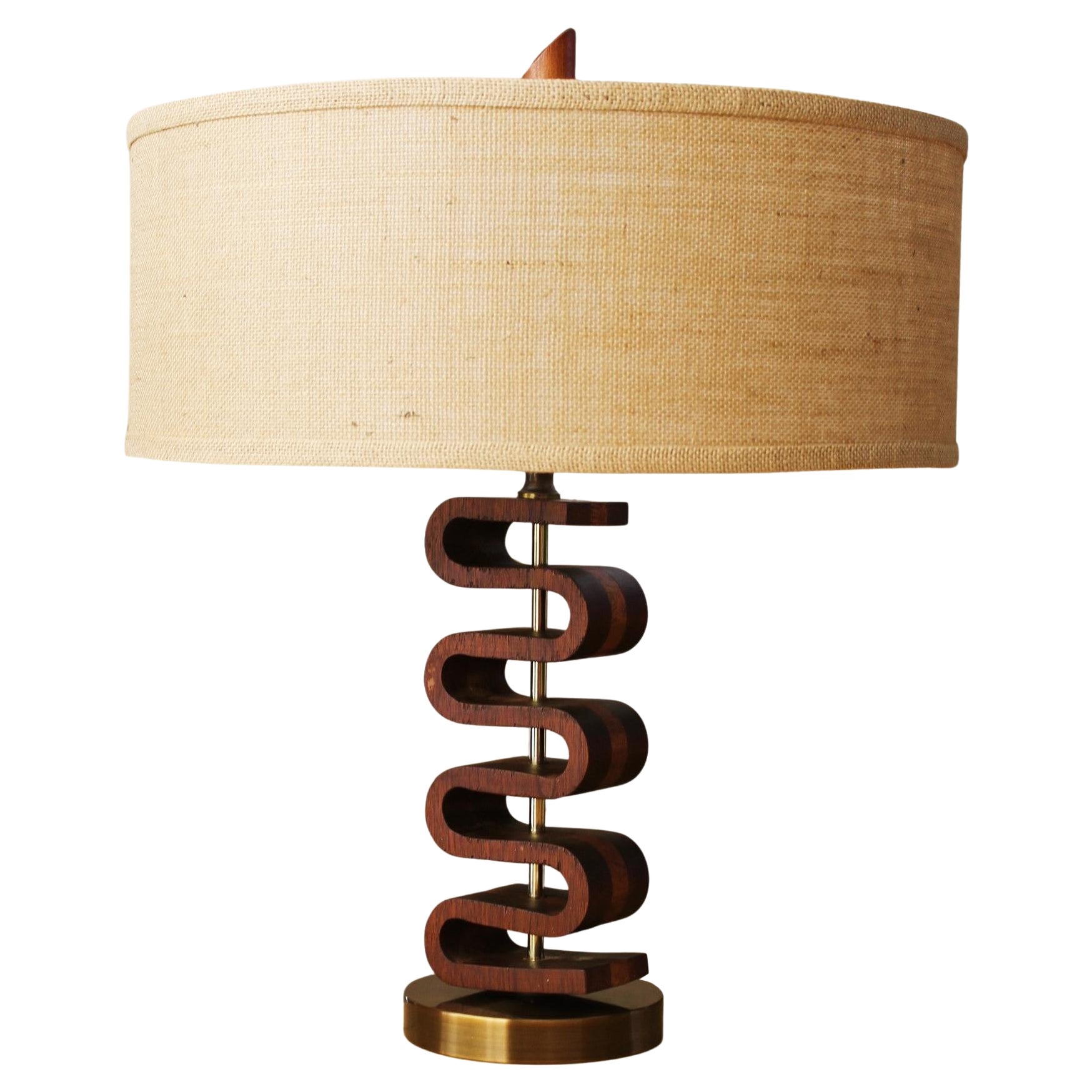 Skulpturale Paldao-Holz-Teakholz-Lampe Mid-Century Dänisch Modern Wilshire House 1950er Jahre im Angebot