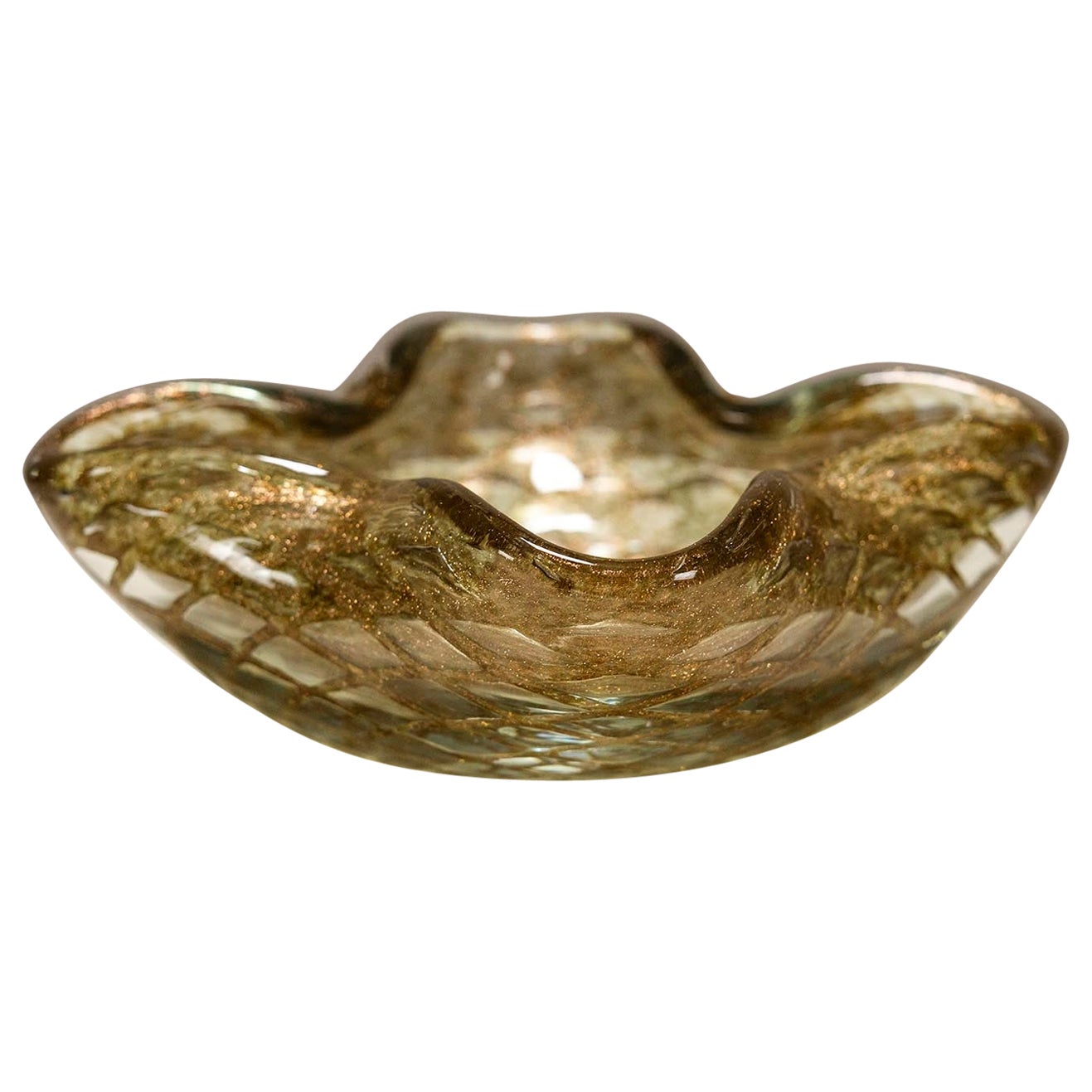 Amber-colored Murano Glass Bowl, Italy 1960s