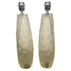 Alberto Donà Mid-Century Modern Beaten Crystal Zwei Murano Glas Tischlampen 2024