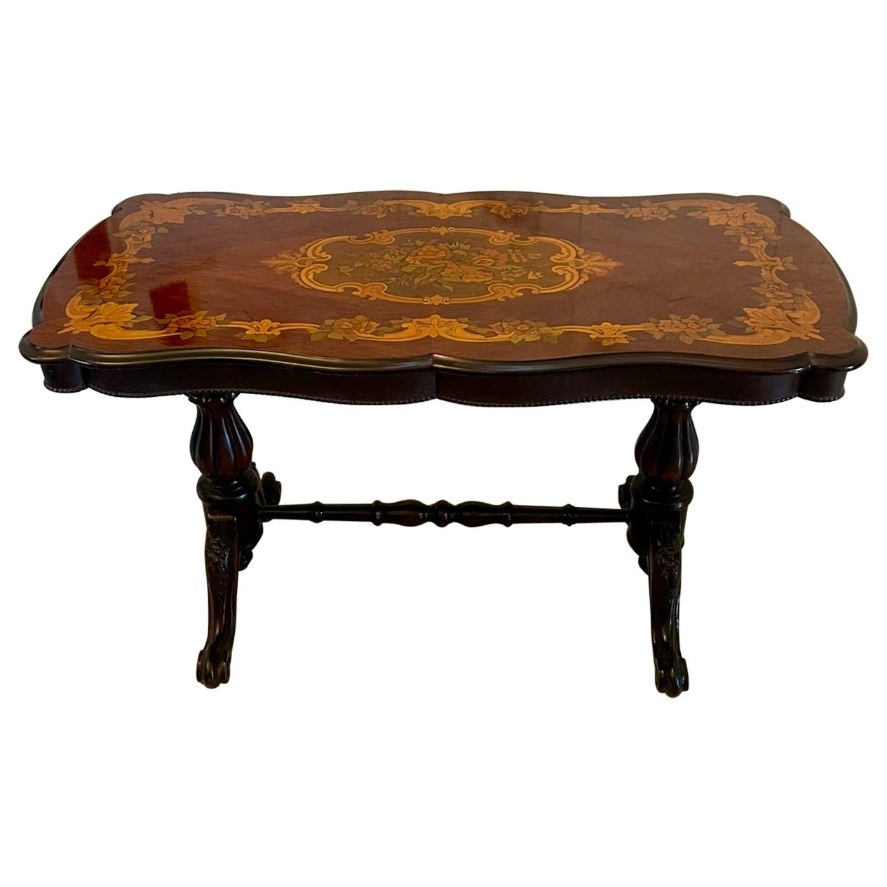 Antique Quality Marquetry Inlaid Figured Walnut Freestanding Centre Table