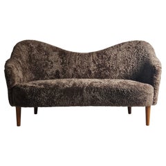 Used Scandinavian modern sheepskin sofa 'Samspel' by Carl Malmsten, Sweden, 1950s