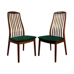 Retro Mid Century Teak and Velvet Danish Chairs by Preben Schou - Set of Two