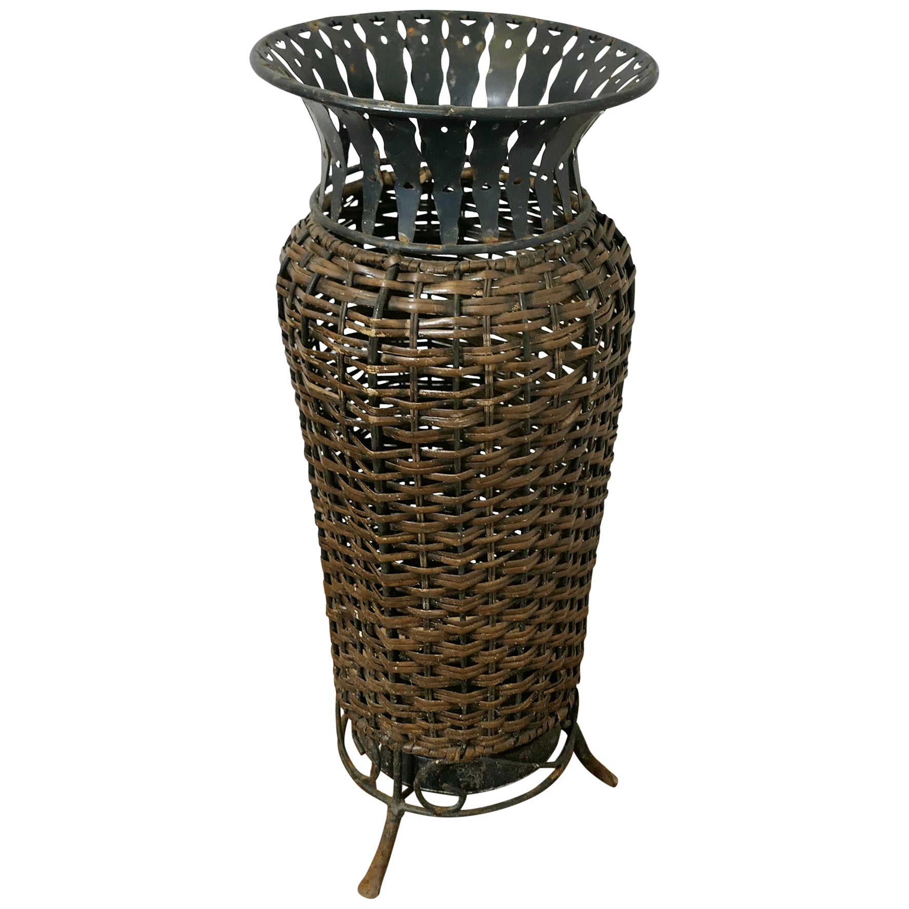 Woven Willow Stick  of Umbrella Stand  A lovely country piece For Sale