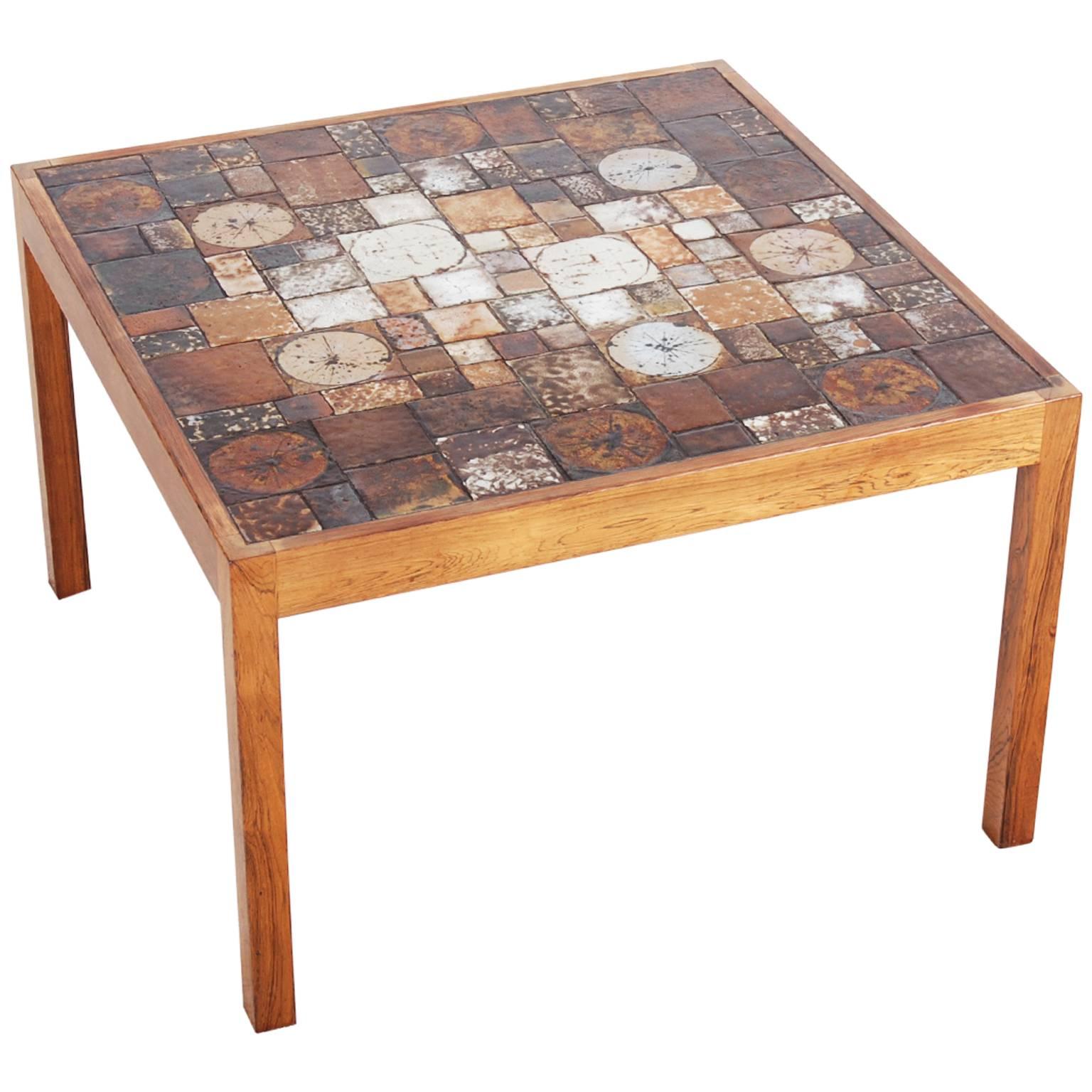 Danish Rosewood Coffee Table with Ceramic Tiles, 1960s
