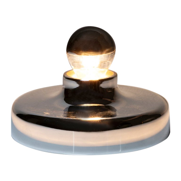 Lampada rotonda Model 608 Table Chrome di Gino Sarfatti for Arteluce, Italia, anni '70