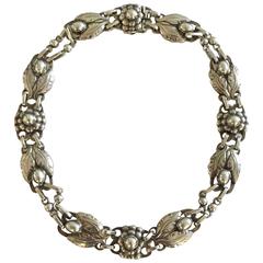 Georg Jensen Sterling Silver Necklace #15 with Silver Stones