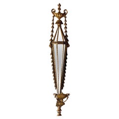 19th C Antique French, Gilt Faceted Mirror Wall Sconce