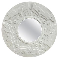 Miroir biseauté en plâtre, Vintage French Modern
