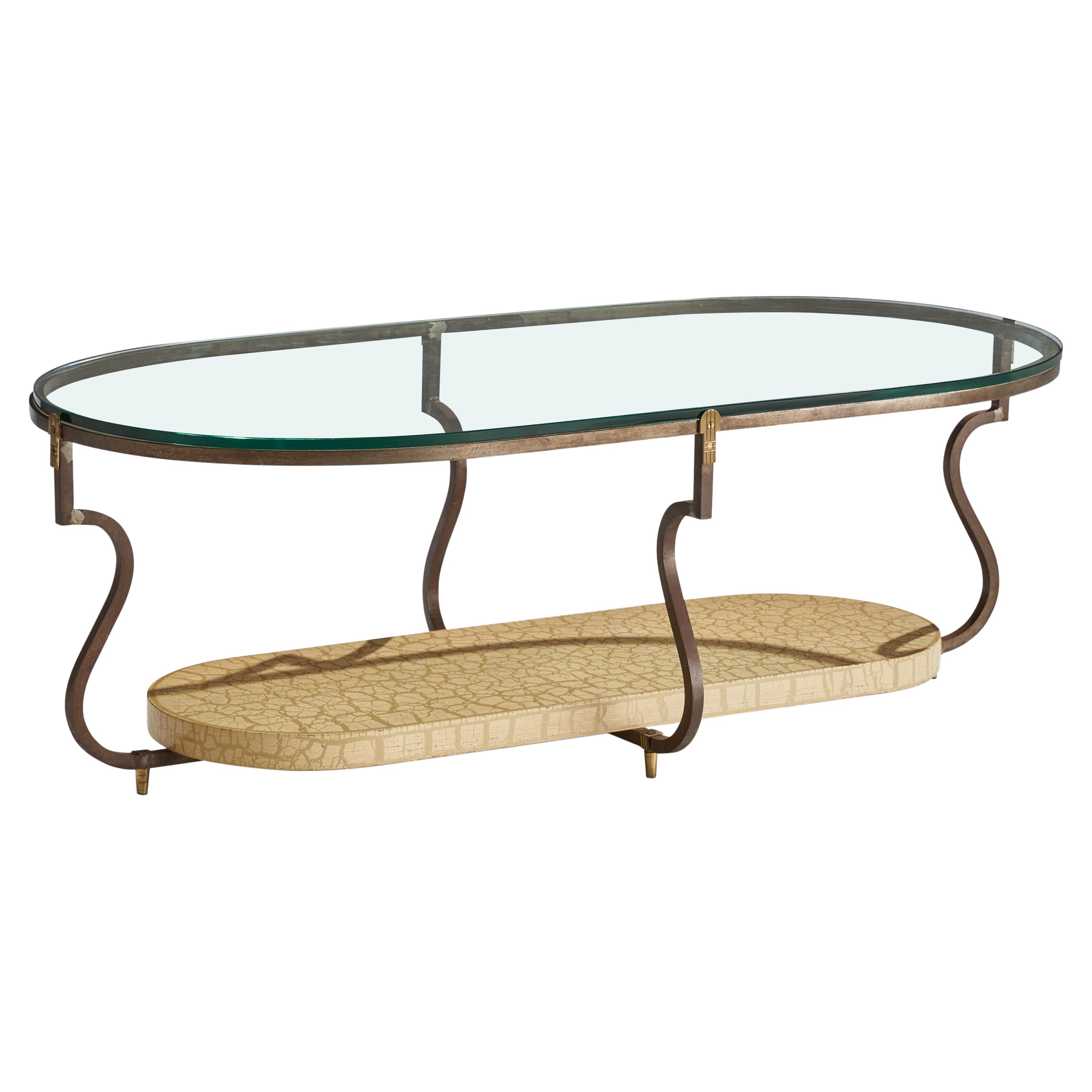 Tommi Parzinger, Coffee Table, Steel, Glass, Wood, USA, 1950s