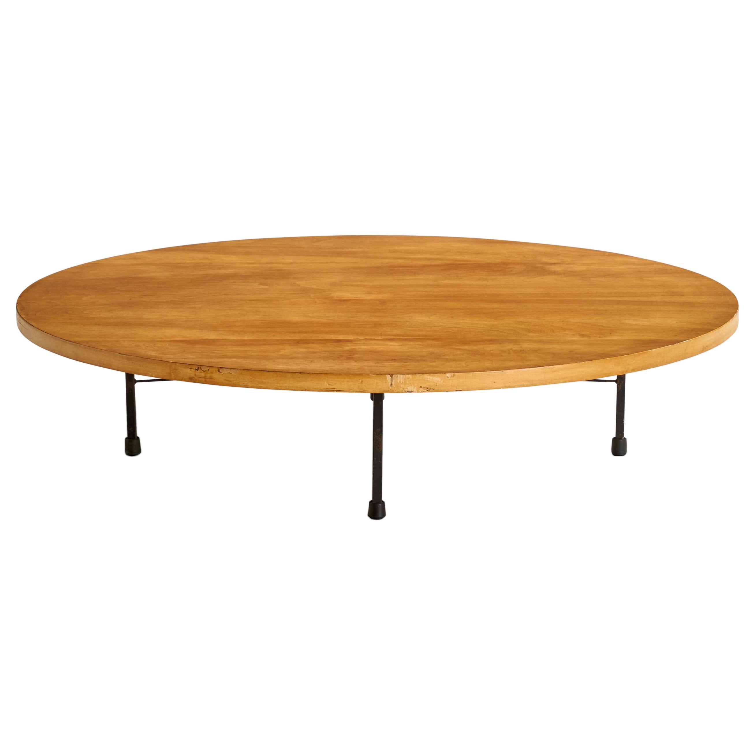 American Designer, Coffee Table, Birch, Iron, USA, 1950s