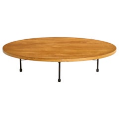 Tavolino di design americano, betulla, ferro, USA, anni '50