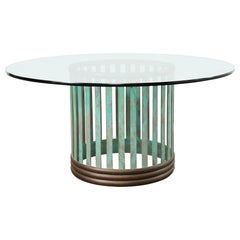 Used Patinated Bronze Garden Dining Center Table with Verdigris
