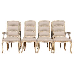 Vintage Rustic Set of Eight Country French Dining Chairs