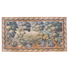 Large Vintage French Verdure Style Landscape Tapestry