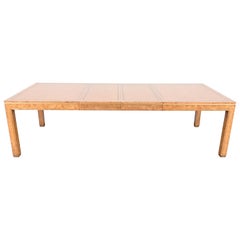 William Doezema for Mastercraft Hollywood Regency Burl and Brass Dining Table 