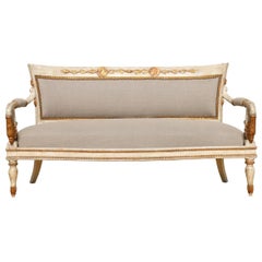 Vintage French Empire Sofa With Carved Swan Arms