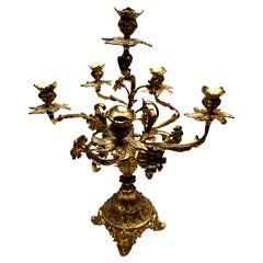 Used Rocco Style Bronze Candelabra with 6 Arms