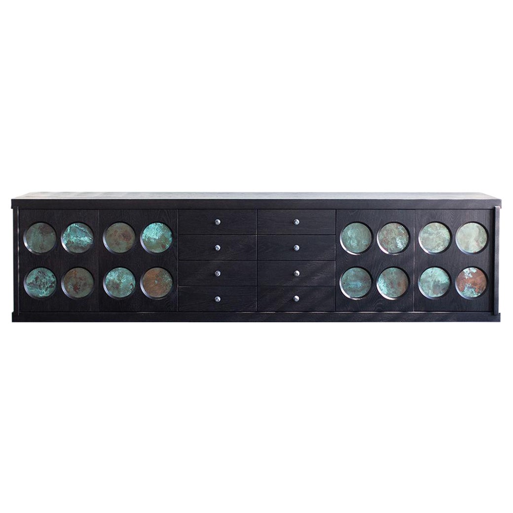 CraftAssociastes Credenzas, Toussaint Oak Credenza, Copper, Modern, Black, Metal For Sale