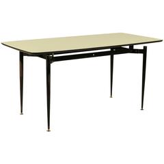 1950s Metal and Wooden Table Covered with Formica