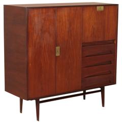 Highboard by Palutari Teak Veneer Brass Inserts Manufactured by Dassi