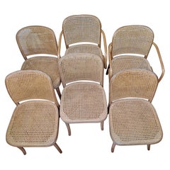 Juego de 6 sillas auxiliares Josef Hoffman de madera curvada y caña