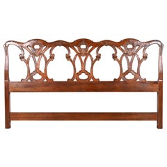 Used Henredon Chippendale Carved Mahogany King Size Headboard