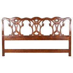 Henredon Chippendale Carved Mahogany King Size Headboard