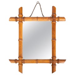 Miroir français ancien sculpté en faux bambou, vers 1900