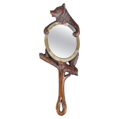 Used Victorian Vanity Mirror with Bear, Black Forest ca. 1900