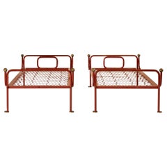 Retro Midcentury pair of beds attributed to Luigi Caccia Dominioni for Azucena