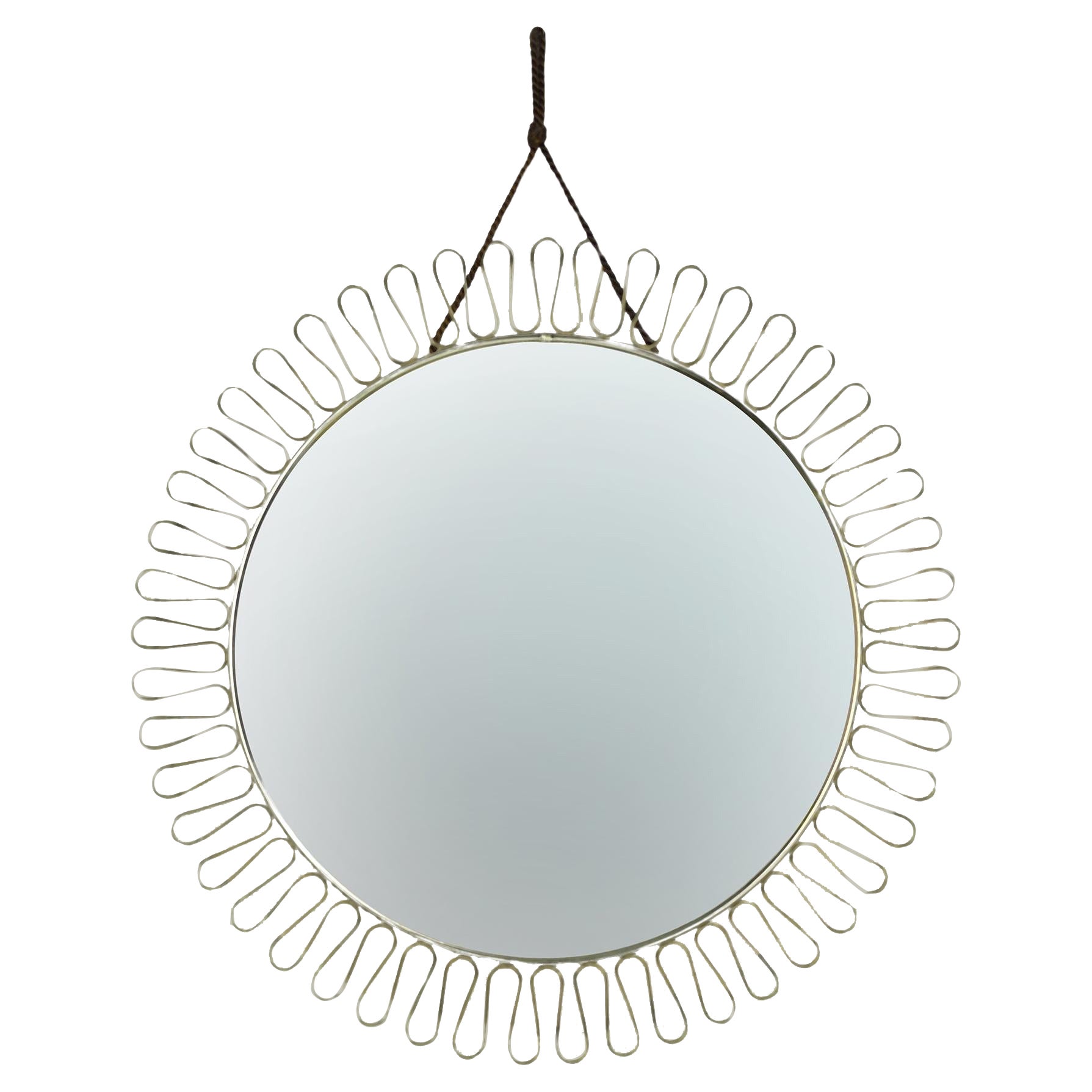 Sunburst Wall Brass Loop Mirror by Josef Frank for Svenskt Tenn Sweden, 1950s