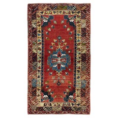 5.2x9.3 Ft Vintage Handmade Turkish Oriental Rug with Medallion Design, All Wool