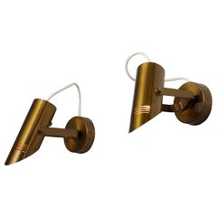 Vintage Pair of Adjustable Mid-Century Italian Brass Wall Sconces, 1960s